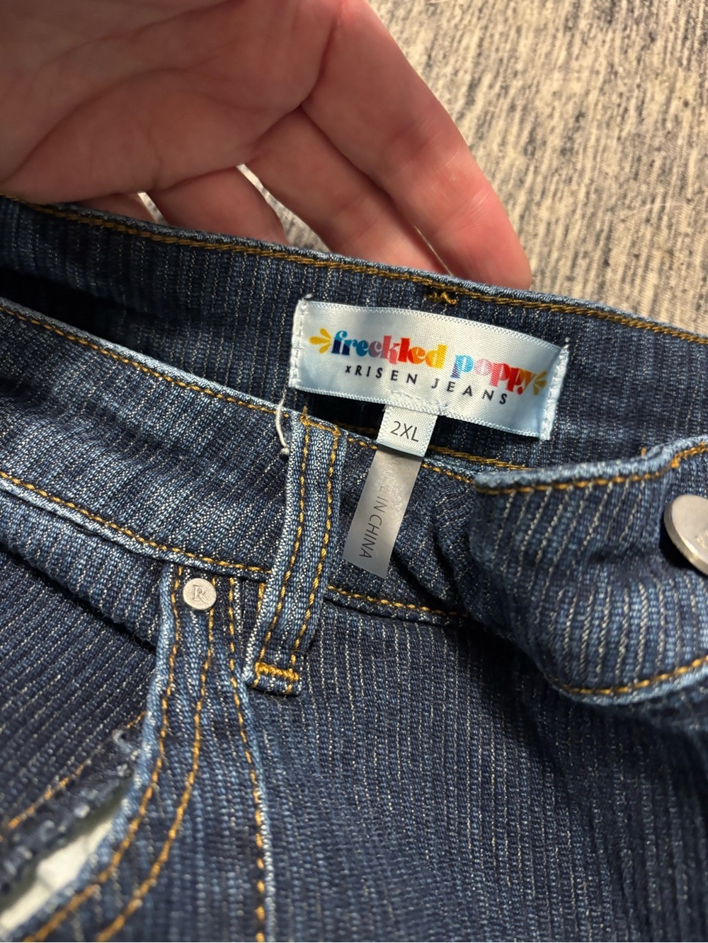 Freckled Poppy Krisen Jeans - Dark Blue Wide Leg Jeans (2XL)